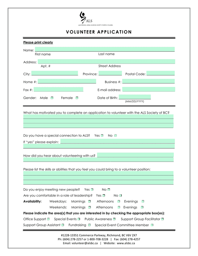 VOLUNTEER APPLICATION screenshot