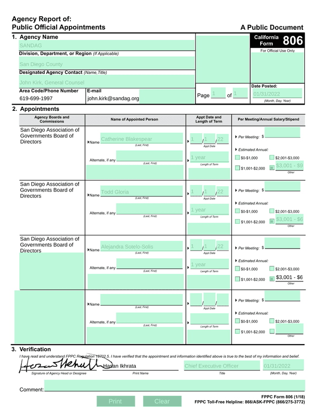 FPPC Form 806 screenshot