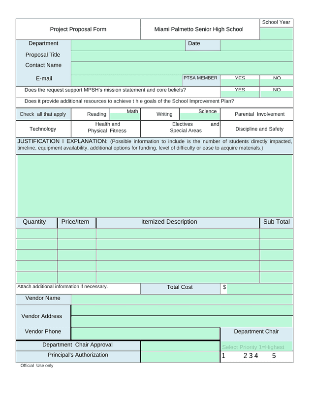 Project Proposal Form screenshot