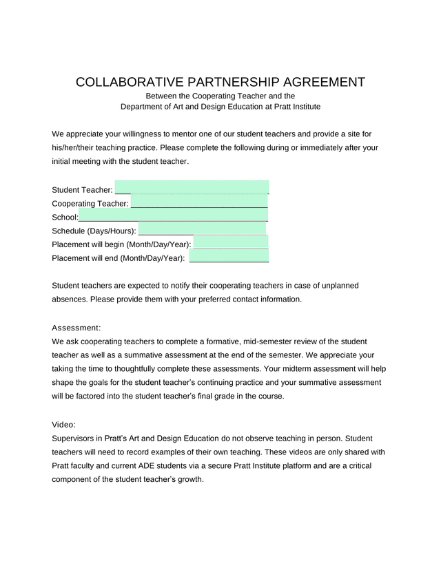 Collaborative Partnership Agreement screenshot