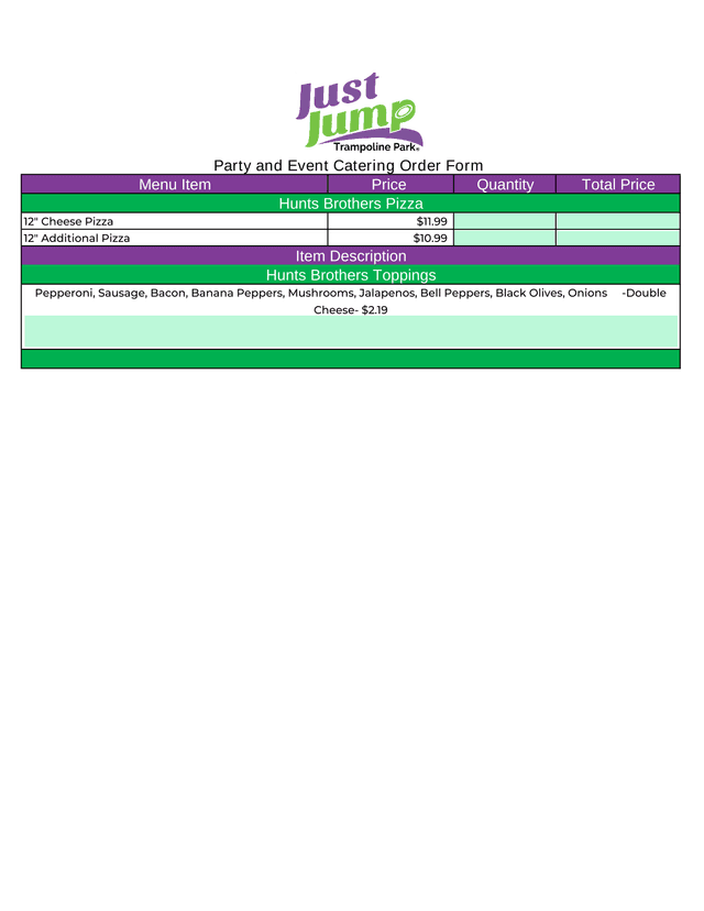 Party And Event Catering Order Form screenshot