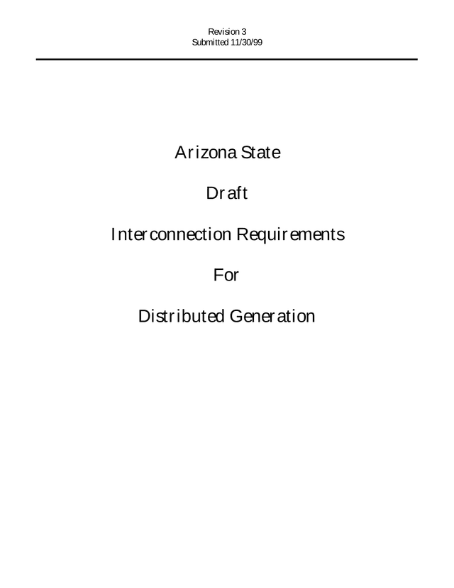 Arizona State Draft Interconnection Requirements For Distributed Generation screenshot