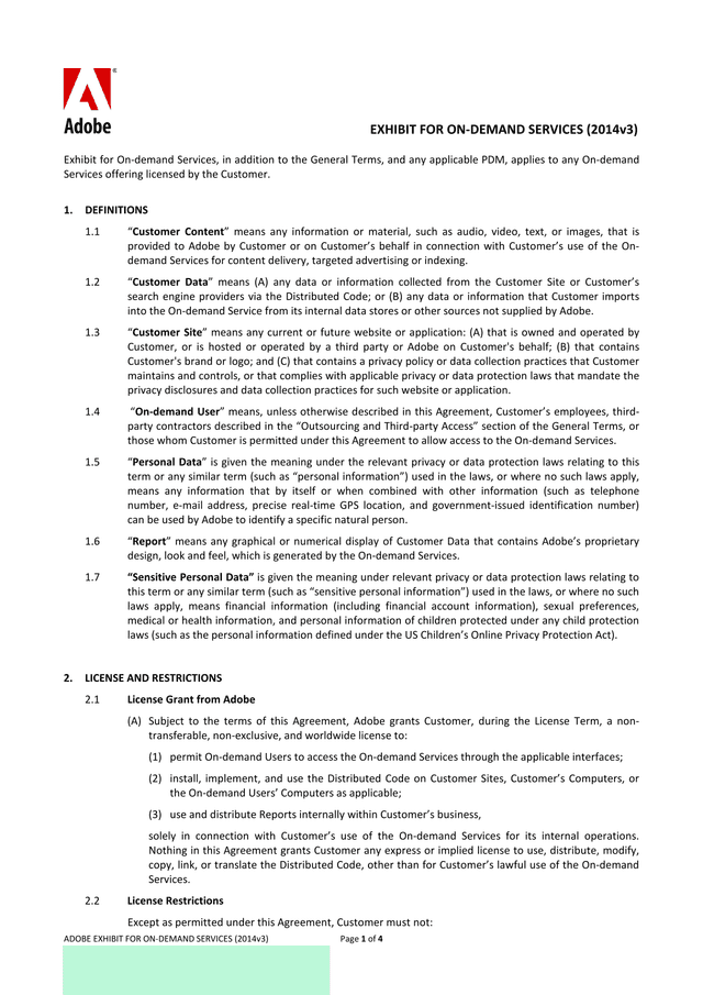 Exhibit For On Demand Services (2014v3) screenshot