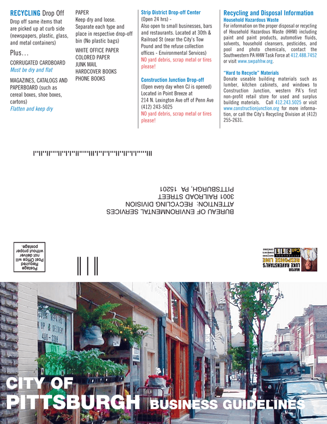 City Of Pittsburgh Business Guidelines Recycling And Disposal Information screenshot