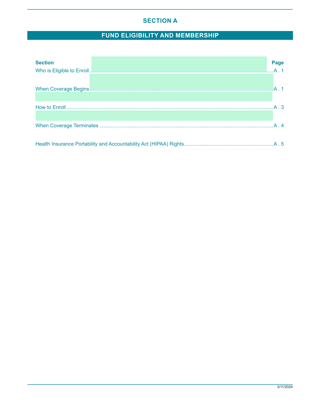 Fund Eligibility And Membership Section screenshot