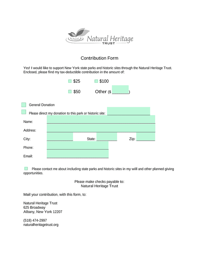 Contribution Form screenshot
