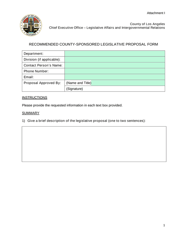 Recommended County Sponsored Legislative Proposal Form screenshot