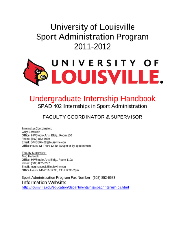 Undergraduate Internship Handbook screenshot