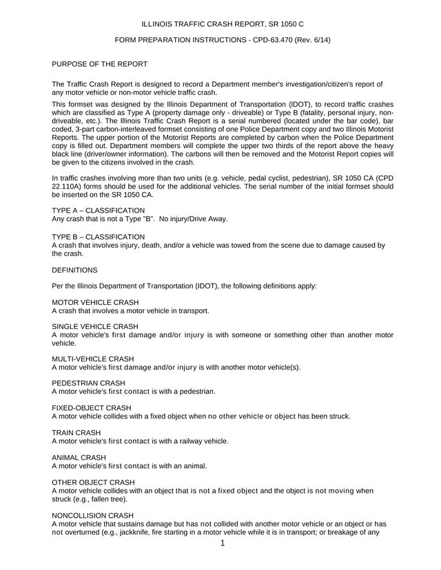 Illinois Traffic Crash Report SR 1050 C screenshot