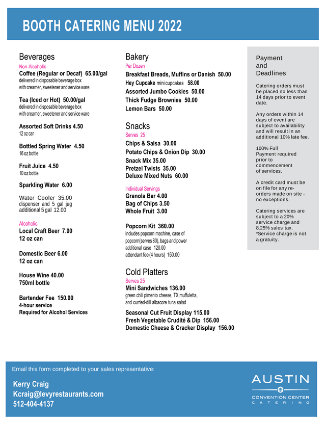 Levy Restaurants Catering Menu screenshot