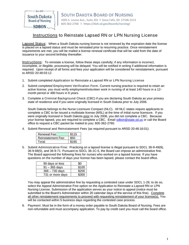 Instructions To Reinstate Lapsed RN Or LPN Nursing License screenshot