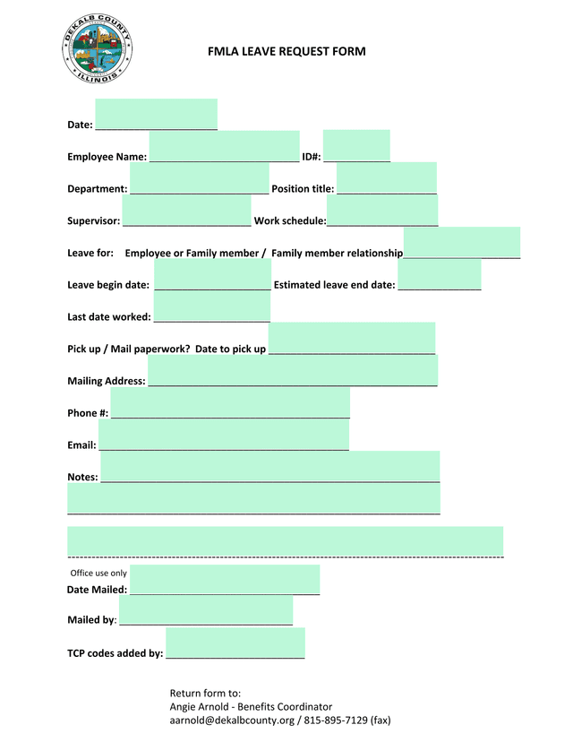 FMLA LEAVE REQUEST FORM screenshot