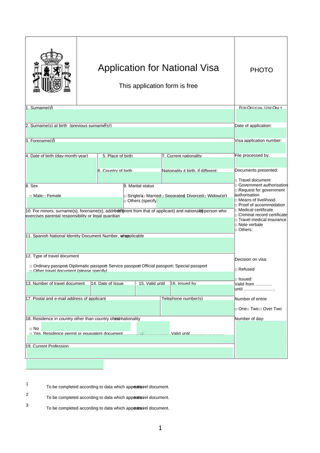 Application For National Visa screenshot