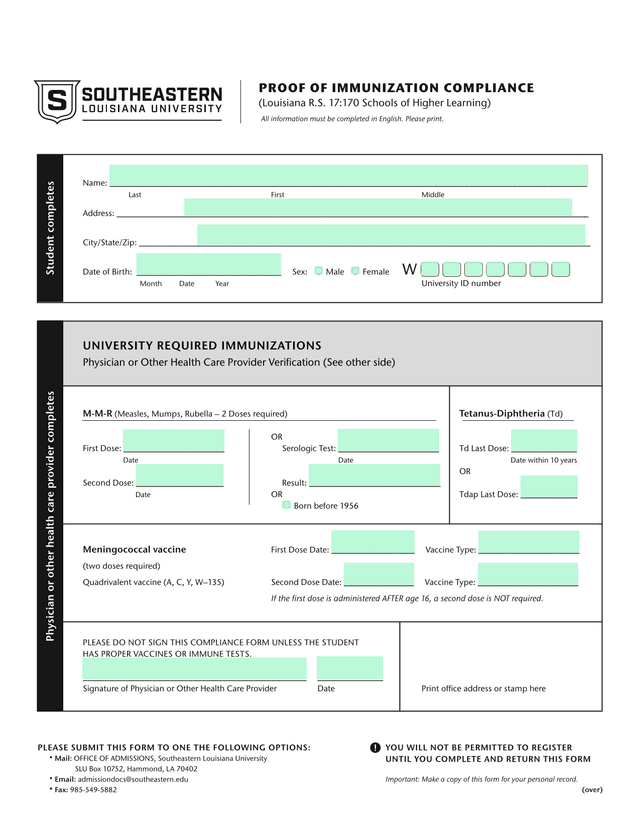 Proof Of Immunization Compliance screenshot