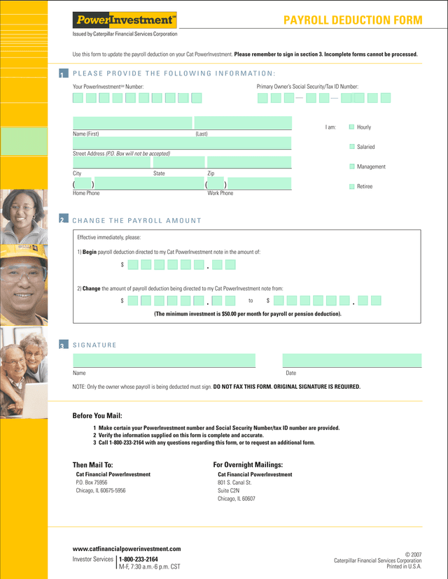 PAYROLL DEDUCTION FORM screenshot
