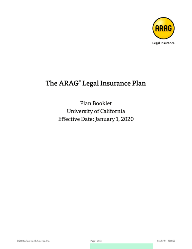 The ARAG Legal Insurance Plan screenshot