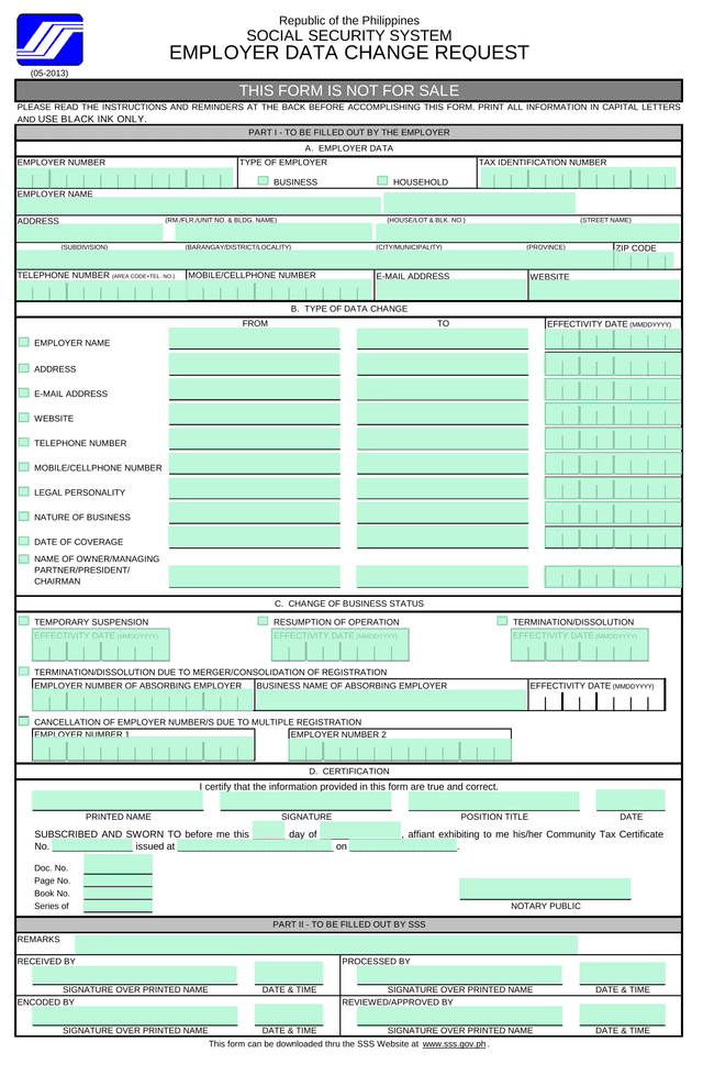 Employer Data Change Request screenshot