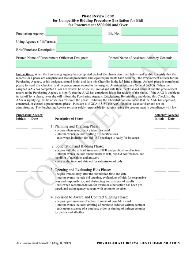 AG Procurement Form 016 screenshot