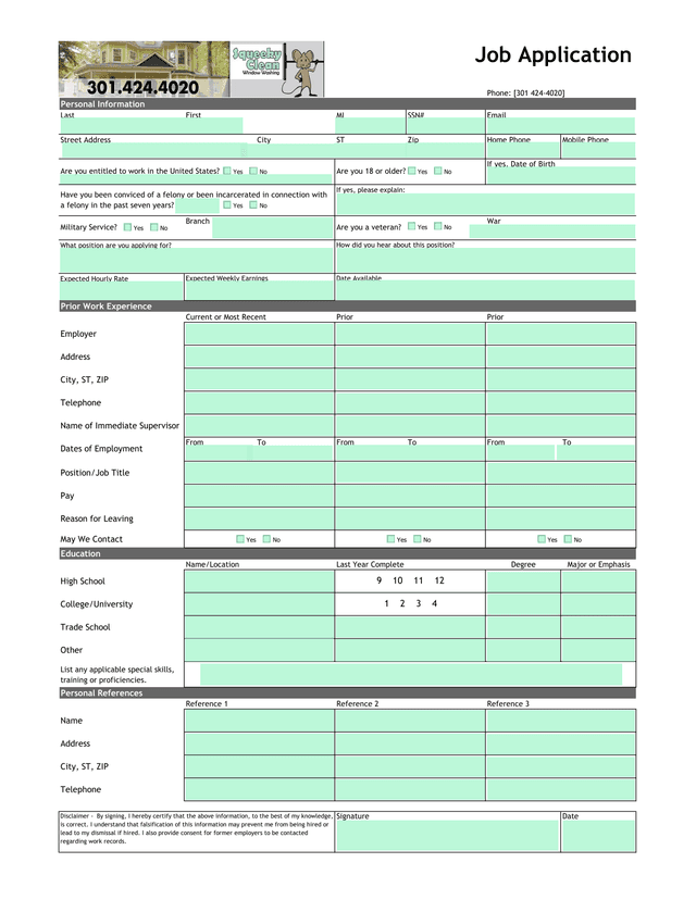 Job Application screenshot