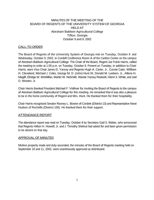 Minutes Of The Board Of Regents Of The University System Of Georgia screenshot