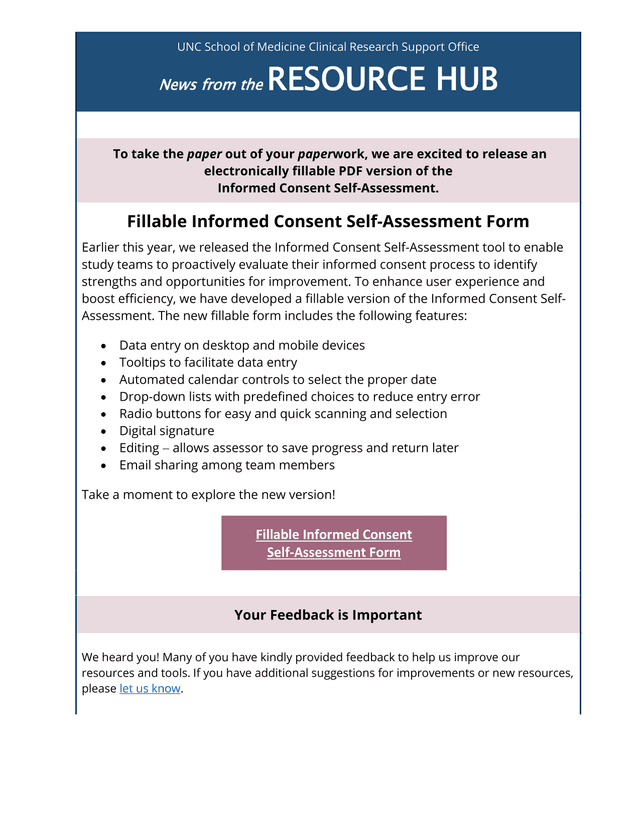 Informed Consent Self Assessment Form screenshot
