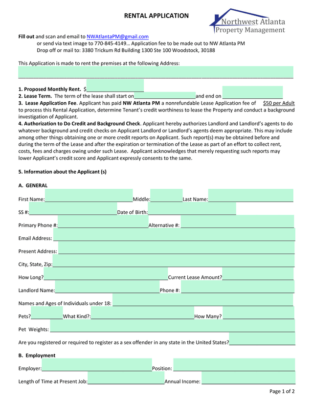 RENTAL APPLICATION screenshot