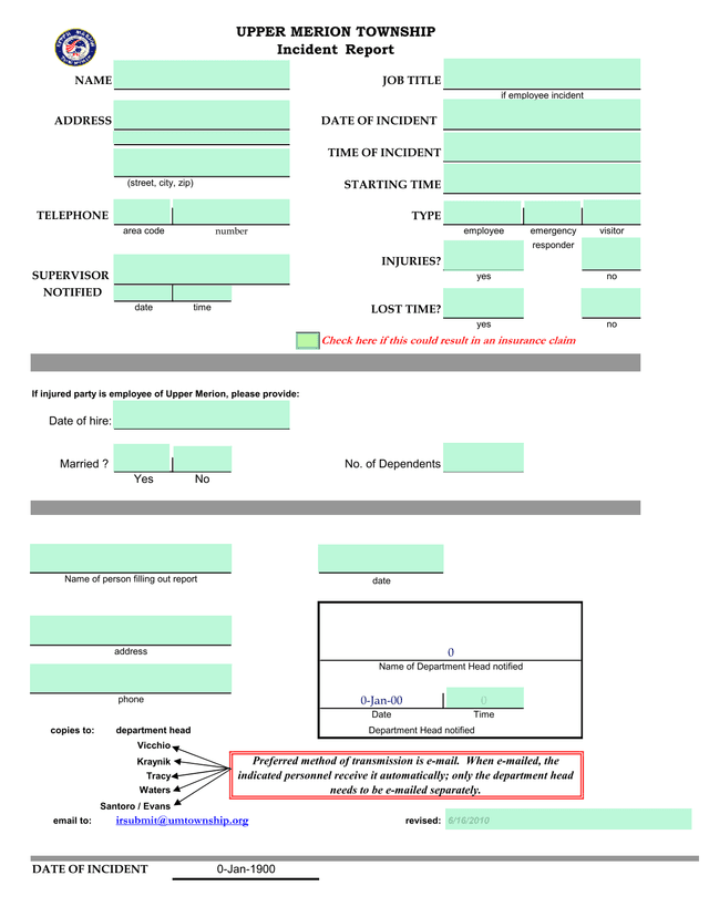 Incident Report screenshot