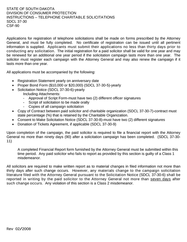 Instructions   Telephone Charitable Solicitations screenshot