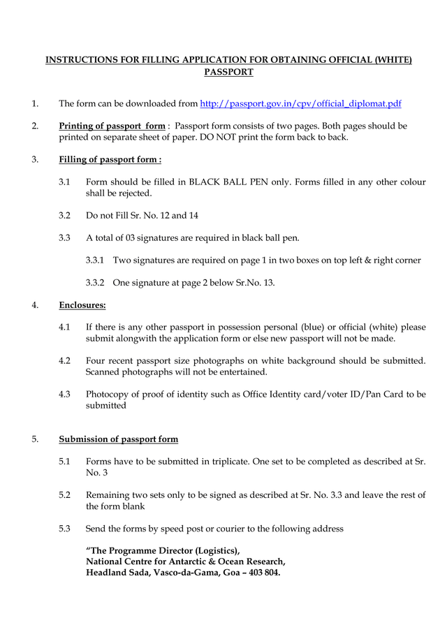 Application For Obtaining Official (White) Passport screenshot
