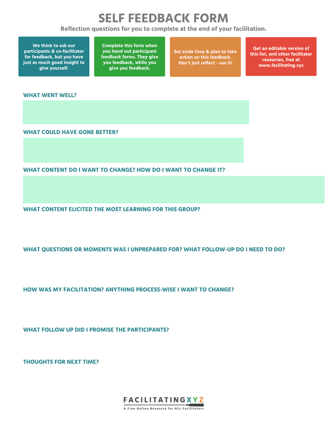 SELF FEEDBACK FORM screenshot