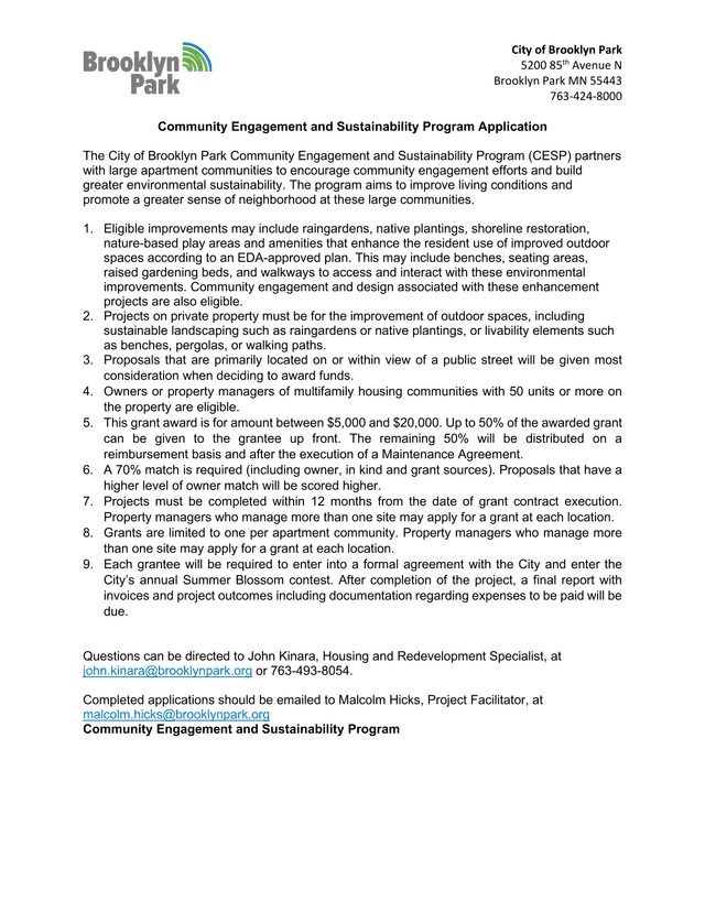 Community Engagement And Sustainability Program Application screenshot