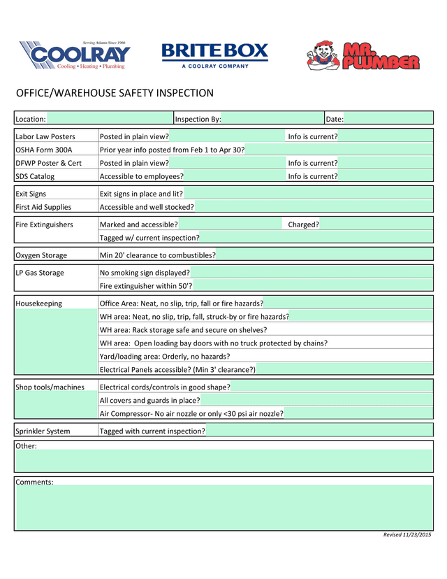 OFFICEWAREHOUSE SAFETY INSPECTION screenshot