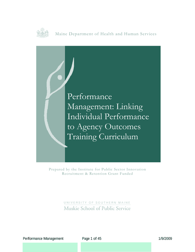 Performance Management Linking Individual Performance To Agency Outcomes Training Curriculum screenshot