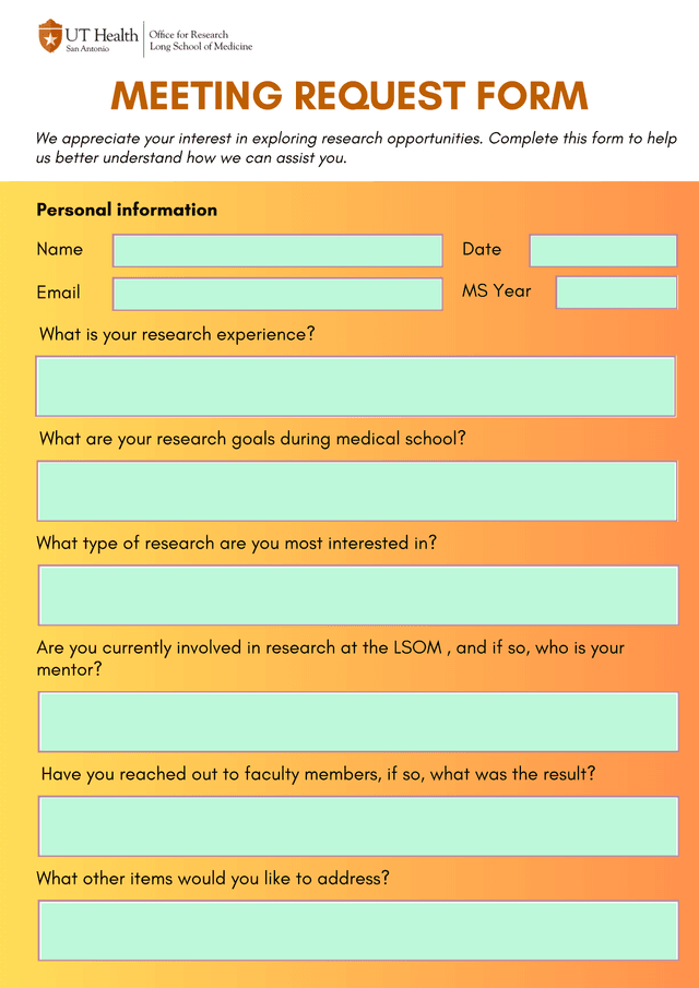 MEETING REQUEST FORM screenshot