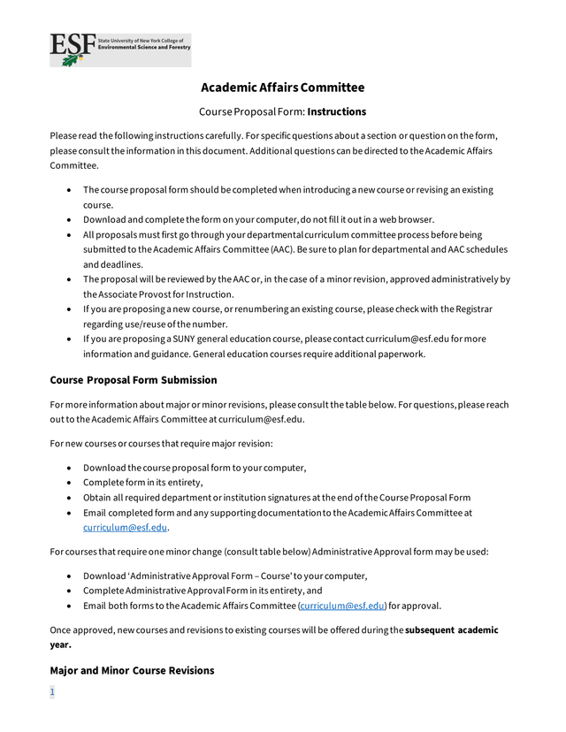Course Proposal Form Instructions screenshot