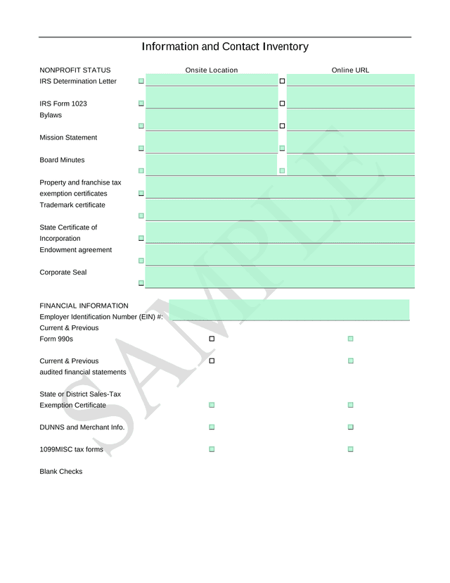 Information And Contact Inventory screenshot