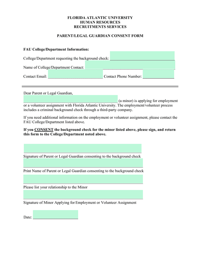 ParentLegal Guardian Consent Form screenshot