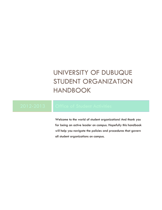 University Of Dubuque Student Organization Handbook screenshot