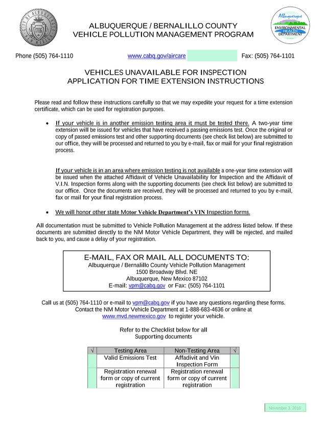 Vehicle Pollution Management Extension Certificate screenshot