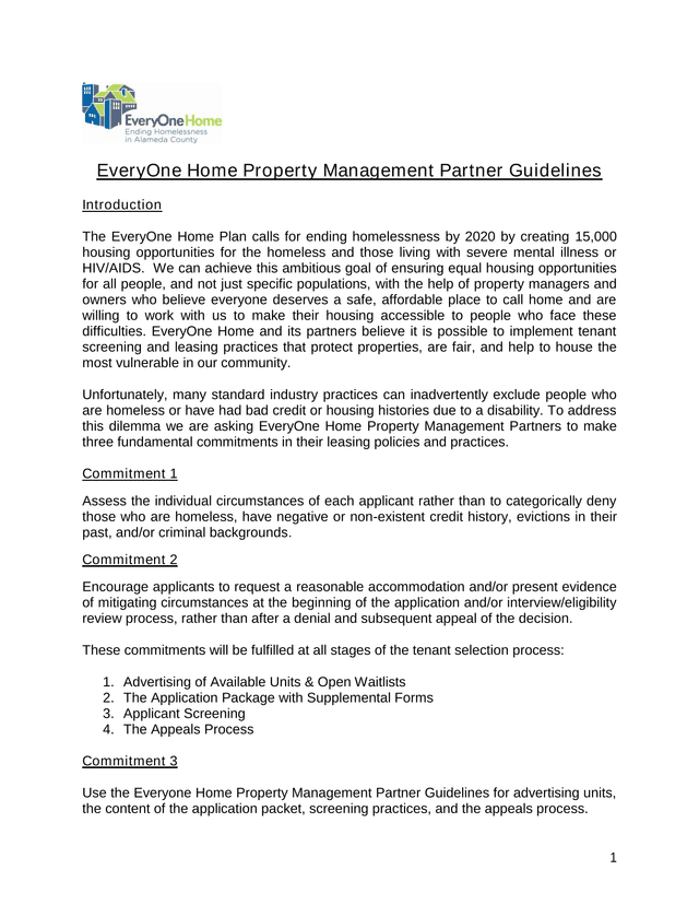 EveryOne Home Property Management Partner Guidelines screenshot
