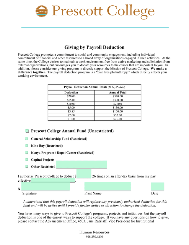 Giving By Payroll Deduction screenshot