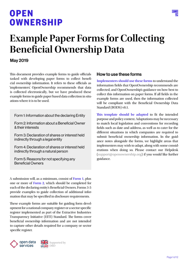 Example Paper Forms For Collecting Beneficial Ownership Data screenshot