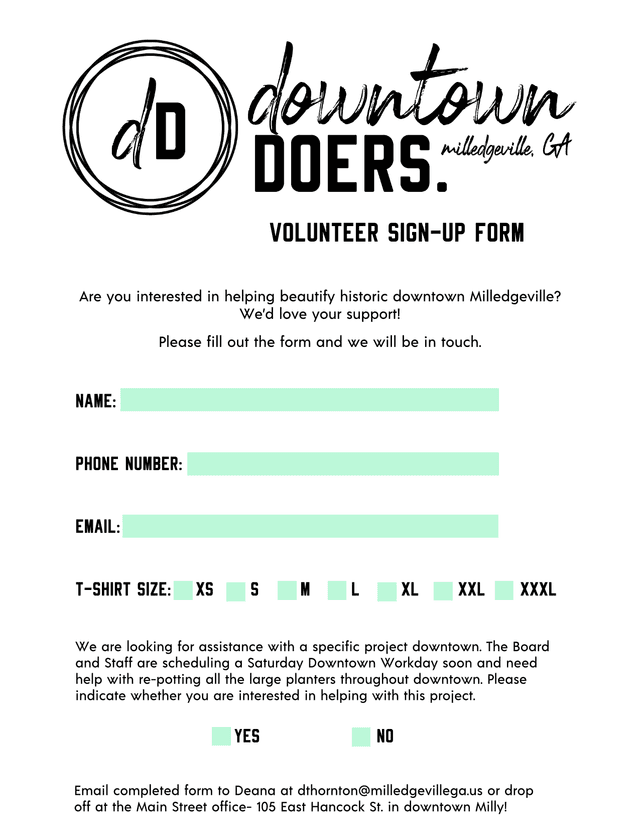 Volunteer Sign Up Form screenshot