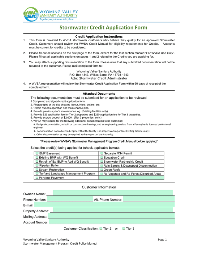 Stormwater Management Program Credit Policy Manual screenshot