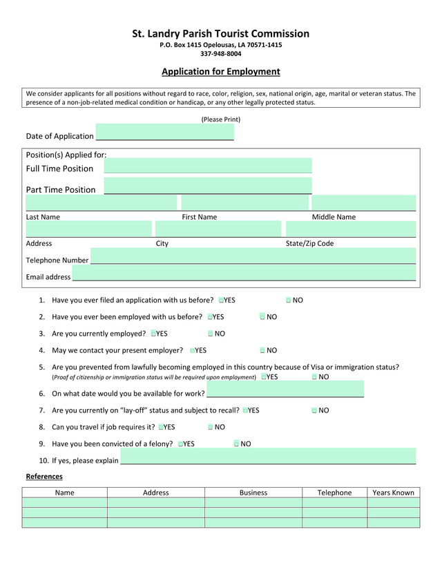 Application For Employment screenshot