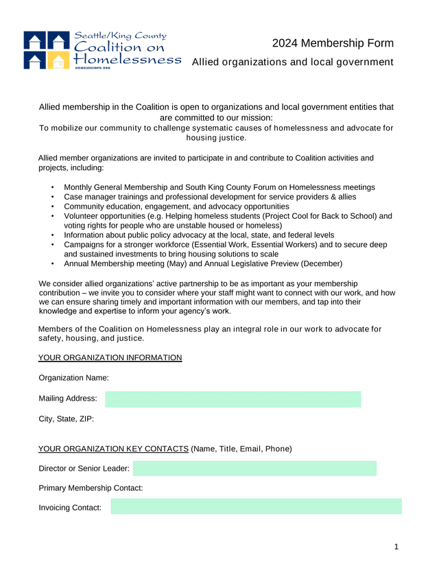 2024 Membership Form screenshot