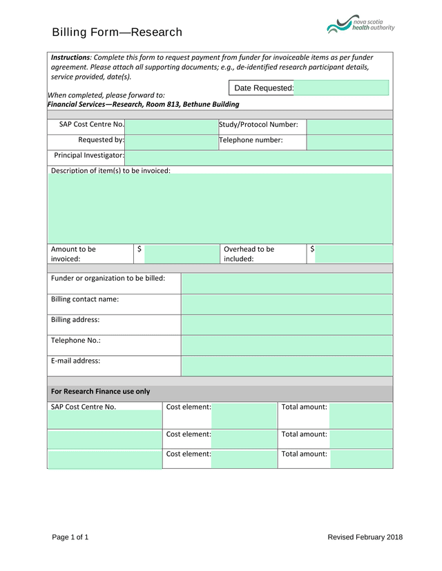 Billing FormResearch screenshot