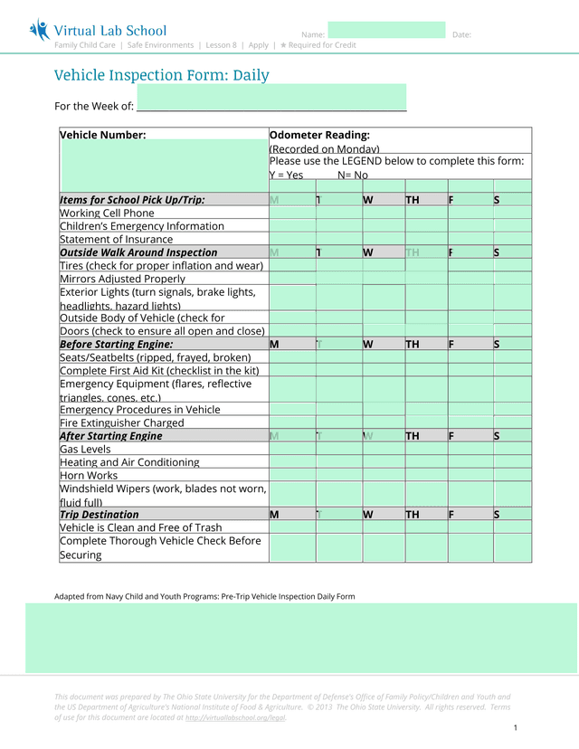 Vehicle Inspection Form Daily screenshot
