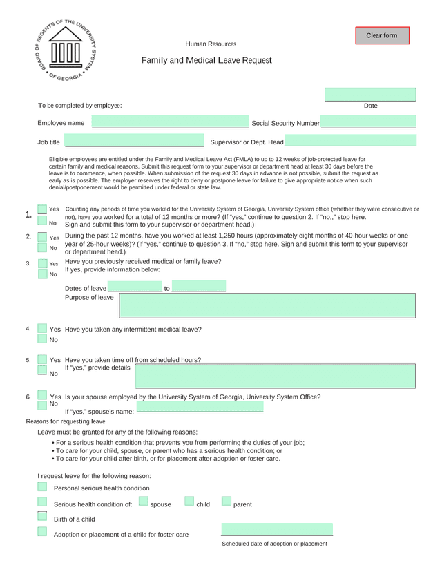 Family And Medical Leave Request screenshot