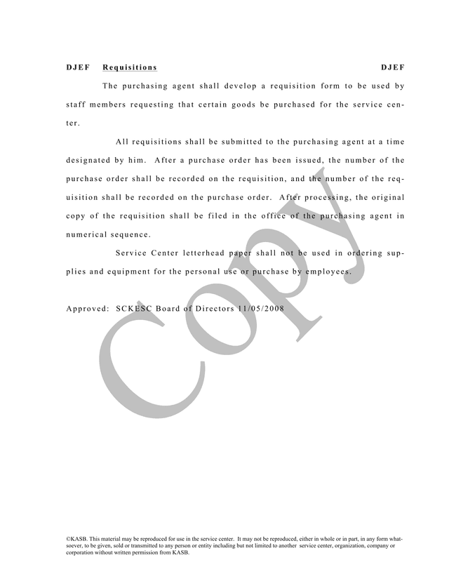 Requisitions screenshot